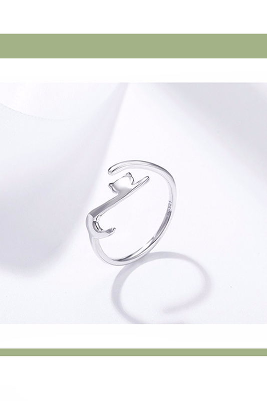 A & ONE Állítható S925 Ezüst Gyűrű, Cica Formában