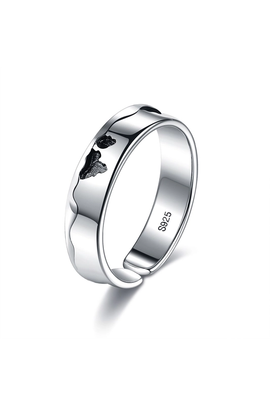 A & ONE Állítható Fekete Mintás S925 Ezüst Gyűrű
