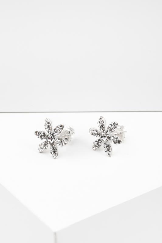 Swarovski Kövekkel Díszített Apró Virág Alakú S925 Ezüst Fülbevaló
