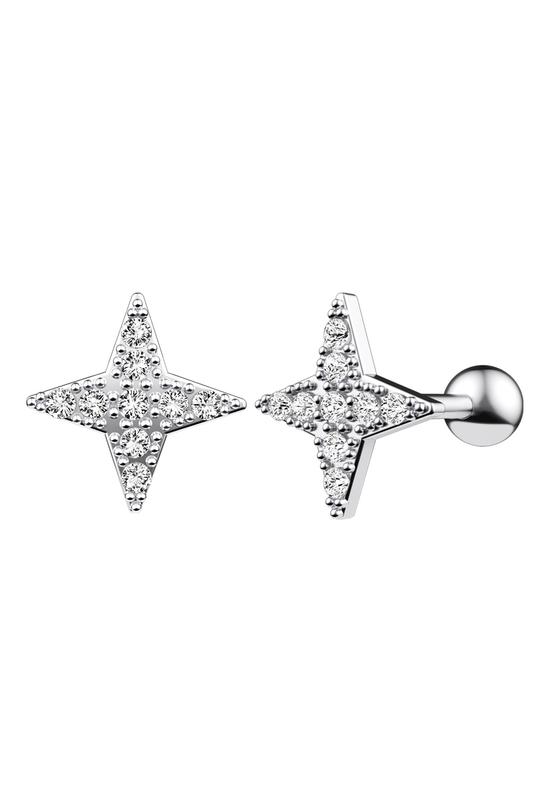 A &amp; ONE Fehér Köves Ezüst Színű Rozsdamentes Acél Barbell Piercing