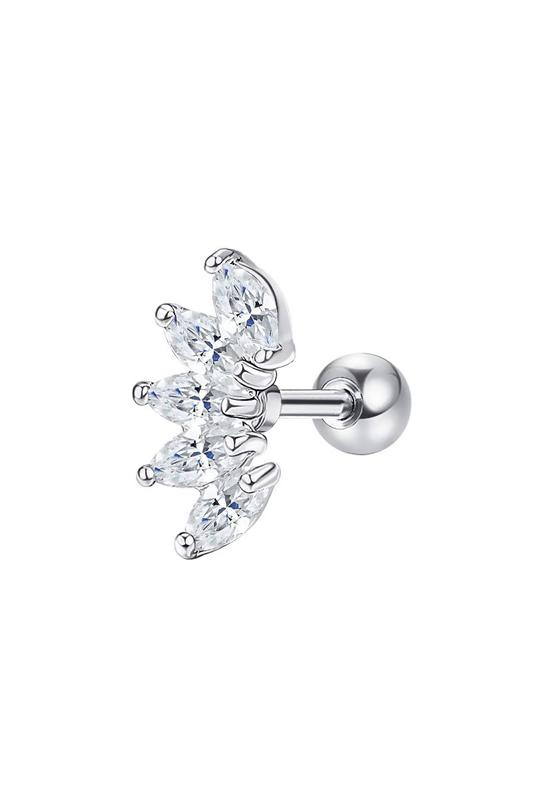 A &amp; ONE Ezüst Színű Rozsdamentes Acél Barbell Piercing Cirkónia Köves Díszítéssel