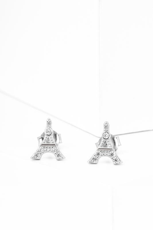 A &amp; ONE S925 Ezüst Eiffel-torony Alakú Fülbevaló Cirkónia Kövekkel