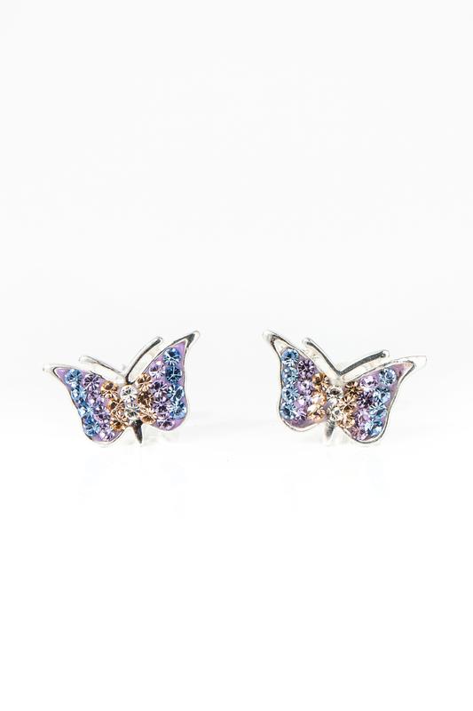 A &amp; ONE Pillangó Alakú Lila-Rózsaszín Swarovski® Köves S925 Ezüst Fülbevaló
