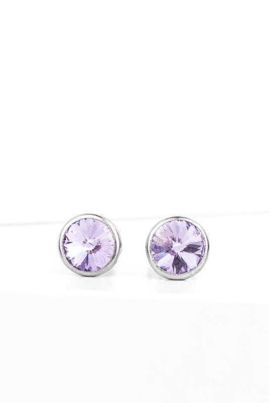 Lila Swarovski Kővel Díszített S925 Ezüst Fülbevaló