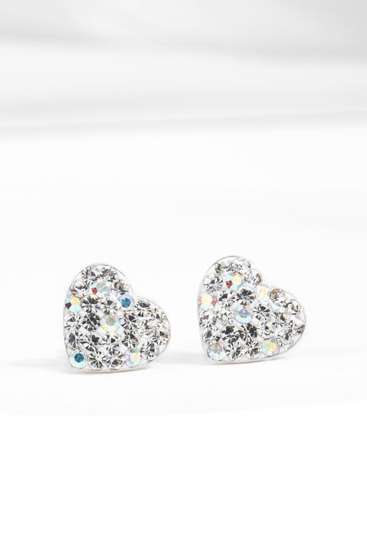 Szív Alakú Swarovski® Kristályokkal Kirakott S925 Ezüst Fülbevaló - 9 mm