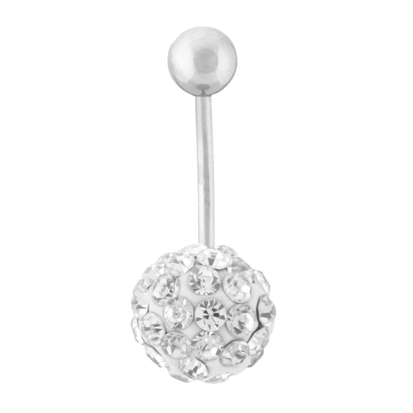 Fehér strasszköves orvosi acélból készült piercing