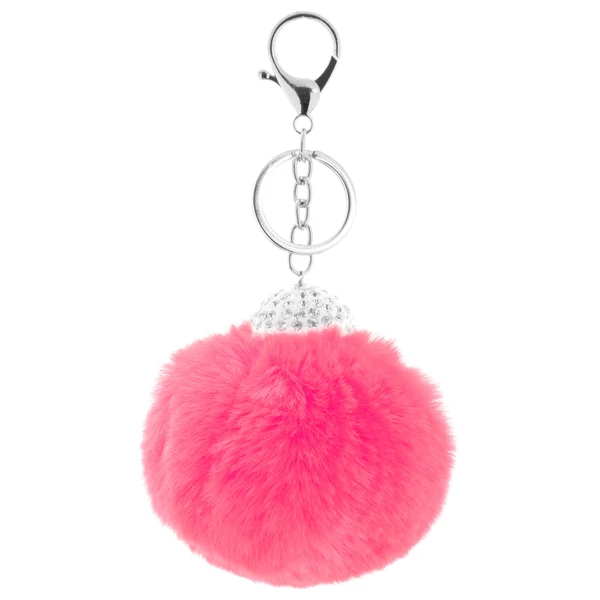 Női Magenta Szőrös Pompom Kulcstartó