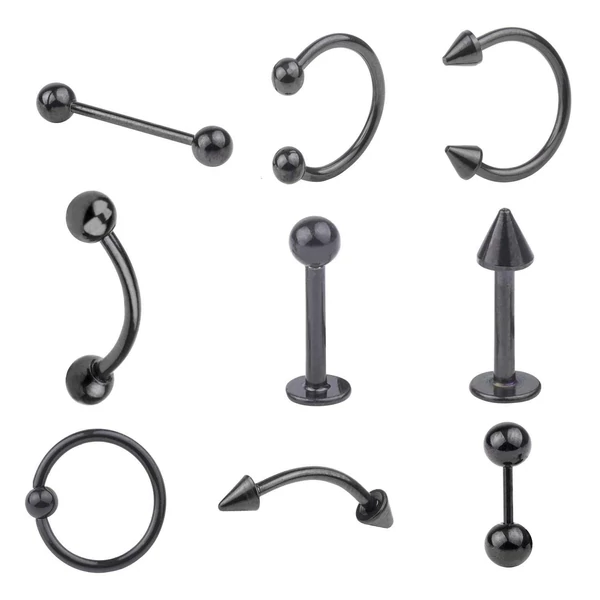 A & ONE Fekete 9 Darabos Orvosi Acélból Készült Piercing Szett