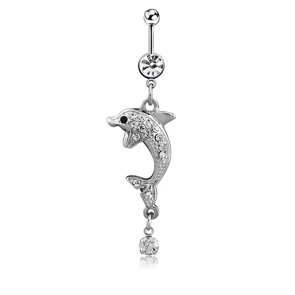 A & ONE Ezüst Színű Delfines Orvosi Acélból Készült Piercing