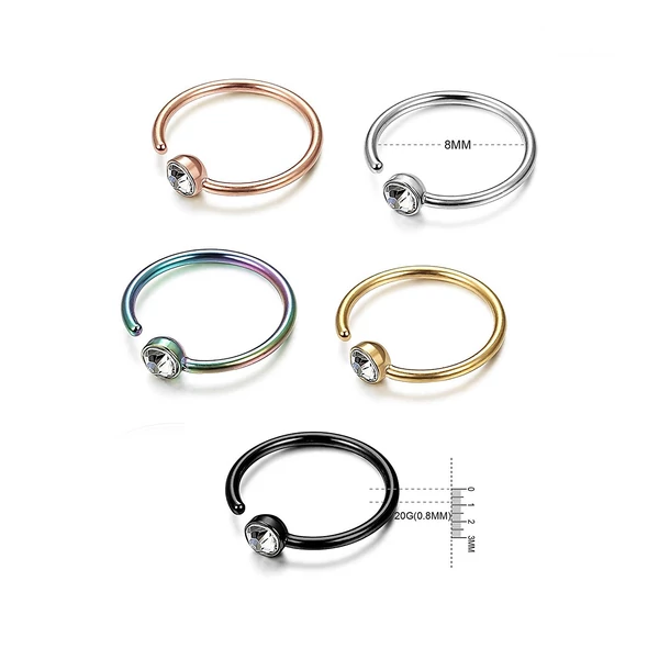 A & ONE Fehér Strasszos Orvosi Acélból Készült Orr Piercing Szett (8 mm)