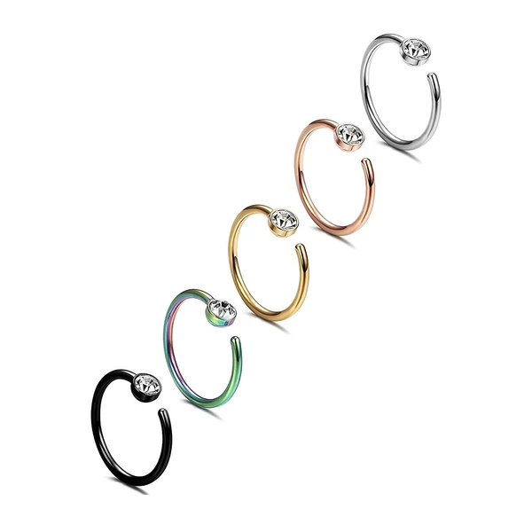 A & ONE Fehér Strasszos Orvosi Acélból Készült Orr Piercing Szett (8 mm)