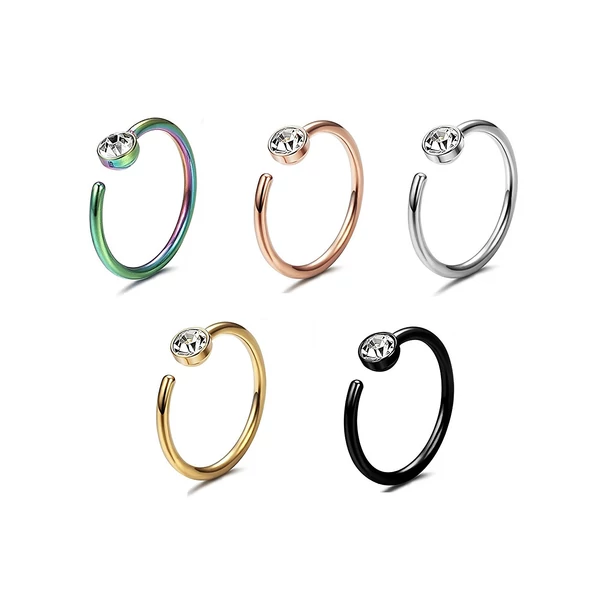 A & ONE Fehér Strasszos Orvosi Acélból Készült Orr Piercing Szett (8 mm)