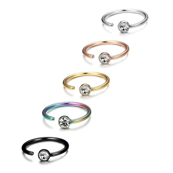 A & ONE Fehér Strasszos Orvosi Acélból Készült Orr Piercing Szett (8 mm)