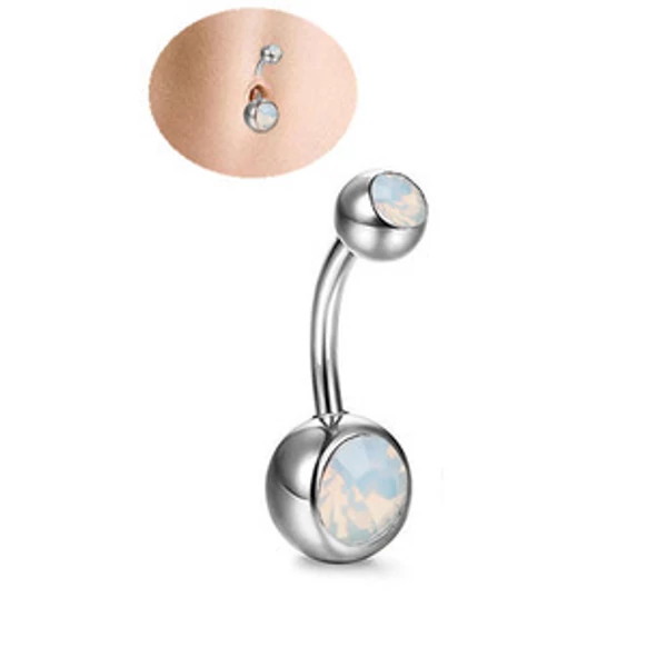 A & ONE Ezüst Színű Strasszköves Orvosi Acélból Készült Köldök Piercing