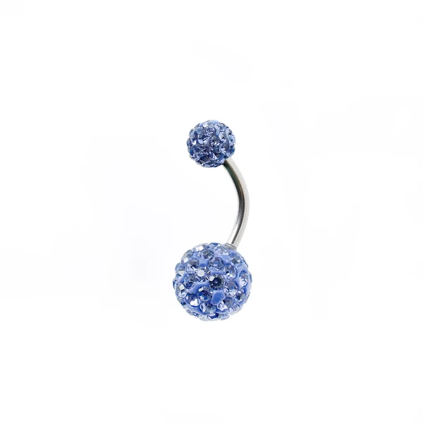 A & ONE Sötétkék strasszköves két gömbös köldök piercing (10 mm)