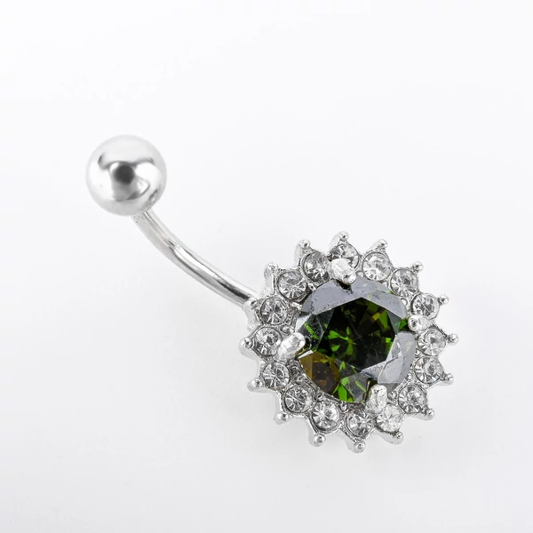 A & ONE Nagy Sötétzöld Köves Köldök Piercing