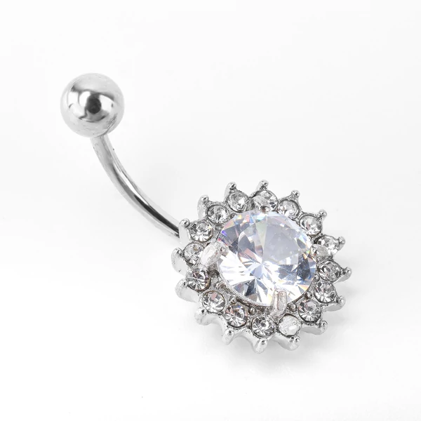A & ONE Nagy Ezüst Színű Köves Köldök Piercing