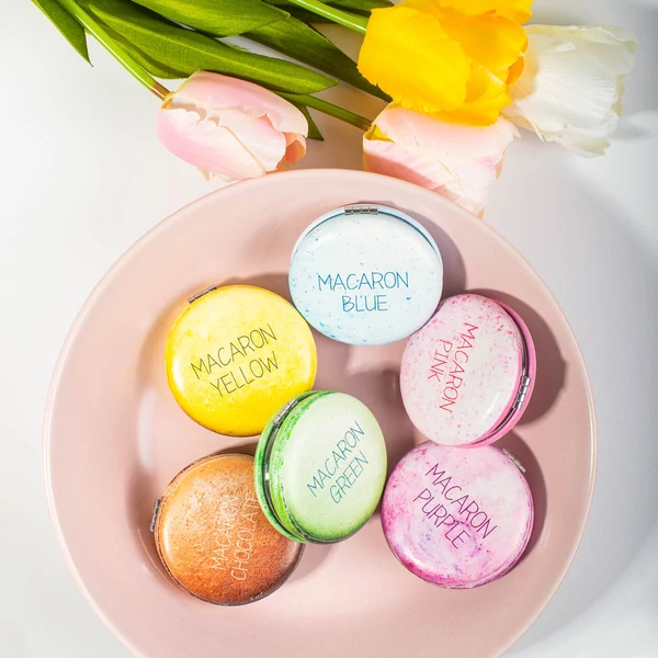 Macaron mintás kis smink tükör (lila)