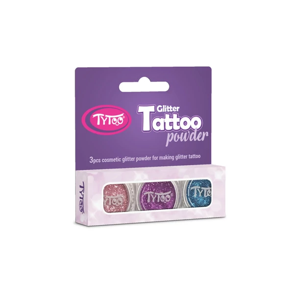 Tytoo Babarózsaszín, Világos mályva, Türkizkék Csillámpor Szett  3 x 2,5 ml