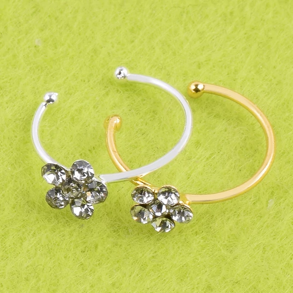 A & ONE Virág Alakban Strasszos Ezüst Színű Orvosi Acélból Készült Orr Piercing