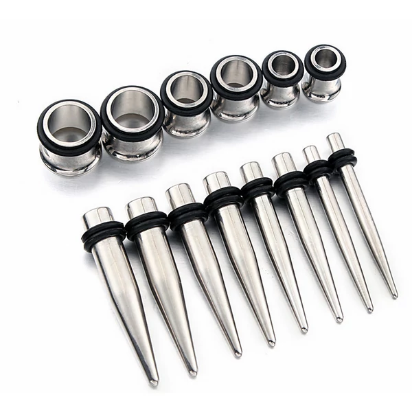 A & ONE Ezüst színű taper fültágító szett - orvosi acél - 1.6 mm