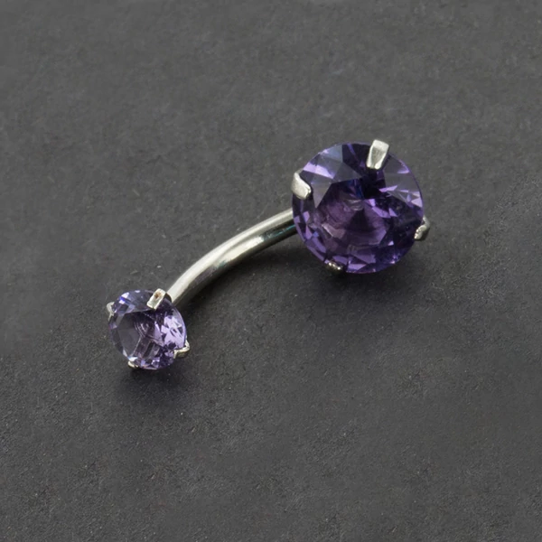 A & ONE Lila cirkónia kővel díszített piercing