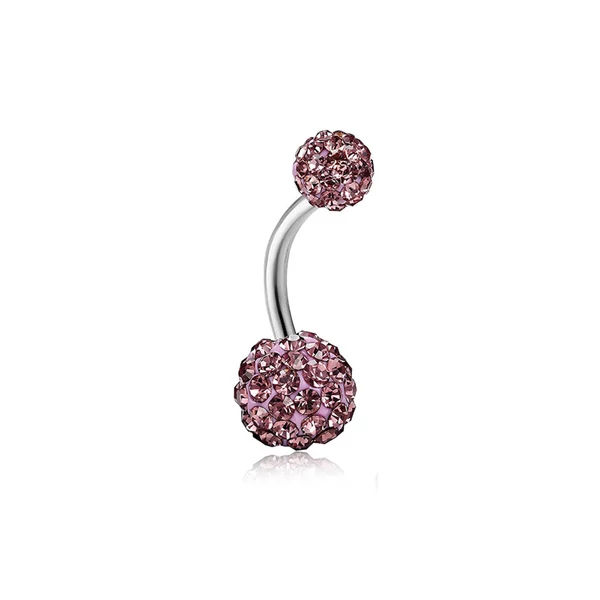 A & ONE Lila színű cirkónia kövekkel kirakott köldök piercing