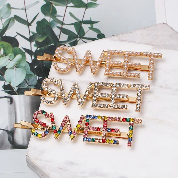 A & ONE Arany Színű Hajcsat Színes Strasszköves Sweet Felirattal