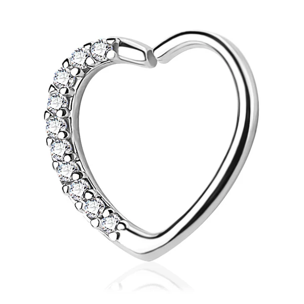 A & ONE Ezüst Színű Szív Alakú Cirkonia Köves Hamis Piercing