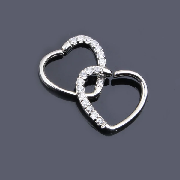 A & ONE Ezüst Színű Szív Alakú Cirkonia Köves Hamis Piercing