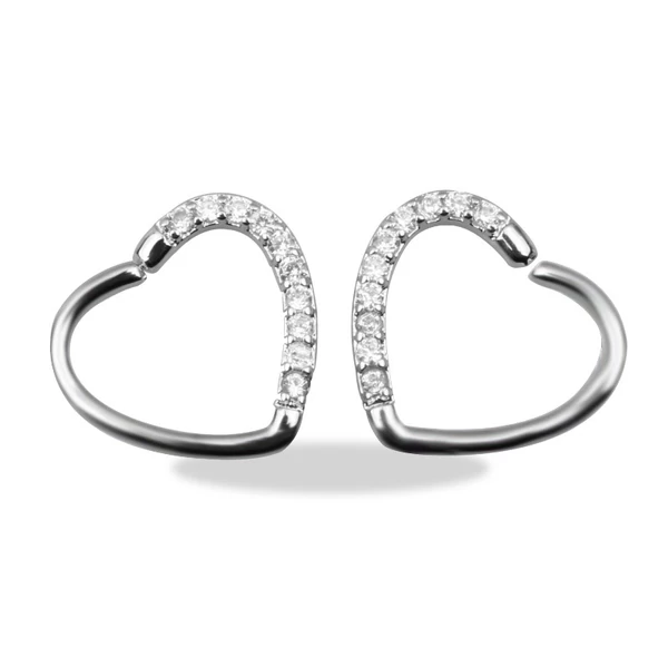 A & ONE Ezüst Színű Szív Alakú Cirkonia Köves Hamis Piercing