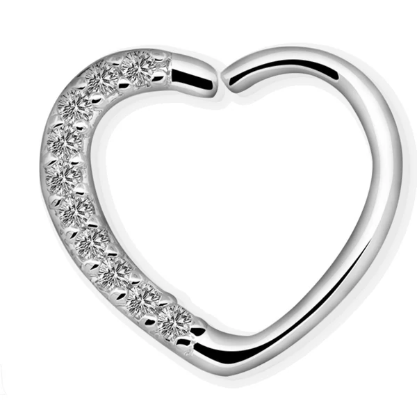 A & ONE Ezüst Színű Szív Alakú Cirkonia Köves Hamis Piercing
