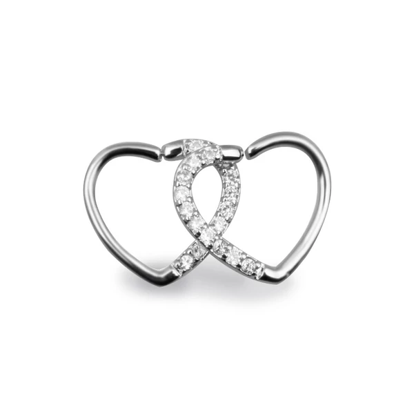 A & ONE Ezüst Színű Szív Alakú Cirkonia Köves Hamis Piercing