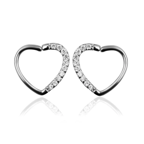 A & ONE Ezüst Színű Szív Alakú Cirkonia Köves Hamis Piercing
