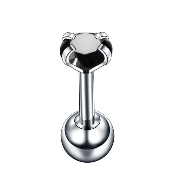 Fekete cirkóia köves apró fülbevaló / piercing
