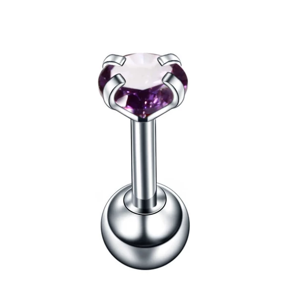 Lila cirkóia köves apró fülbevaló / piercing