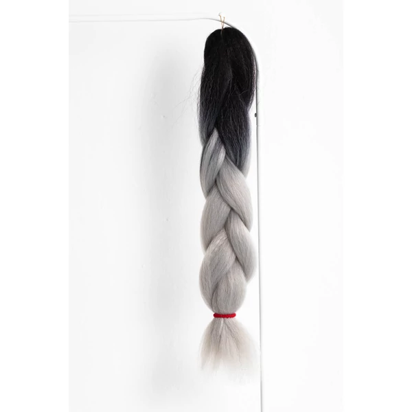 A & ONE Fekete-Ezüstszürke Ombre Póthaj 120 cm