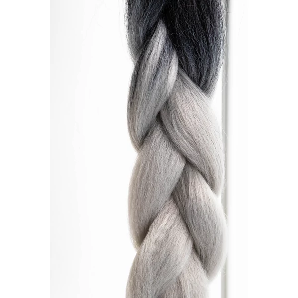 A & ONE Fekete-Ezüstszürke Ombre Póthaj 120 cm
