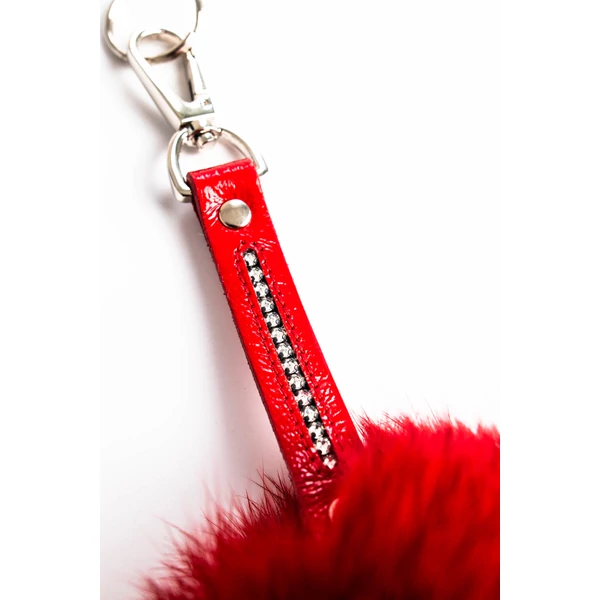 Lewitzky Swarovski® Köves Piros Színű Pom Pom Kulcstartó