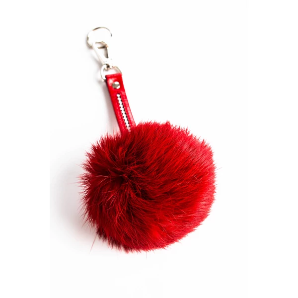 Lewitzky Swarovski® Köves Piros Színű Pom Pom Kulcstartó