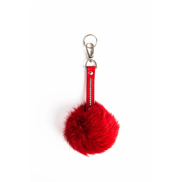 Lewitzky Swarovski® Köves Piros Színű Pom Pom Kulcstartó