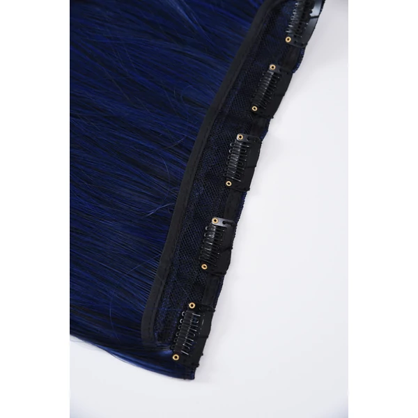Fekete-Kék Ombre Csatos Póthaj -- 75 cm