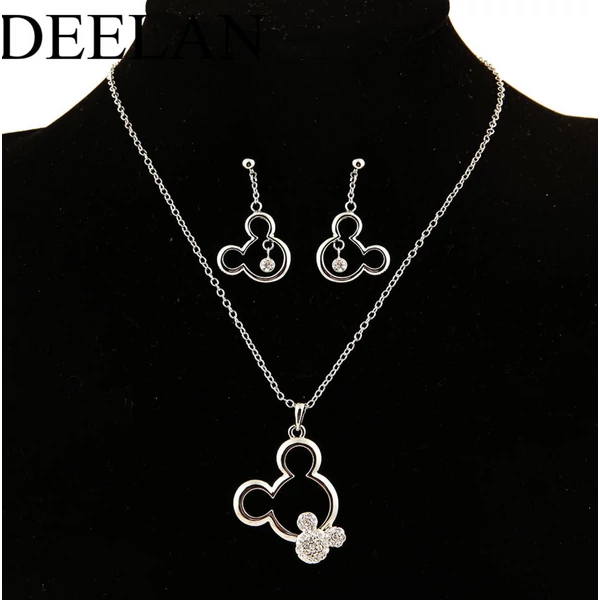 A & ONE Mickey Egeres Ezüst Színű Réz Ékszer Szett Cirkónia Kövekkel