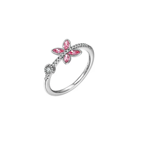 A & ONE Ezüst Színű Antiallergén Pillangó Alakú Gyűrű Swarovski®  Kristállyal