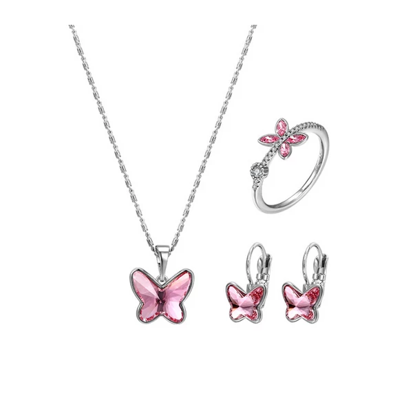 A & ONE Ezüst Színű Antiallergén Pillangó Alakú Gyűrű Swarovski®  Kristállyal