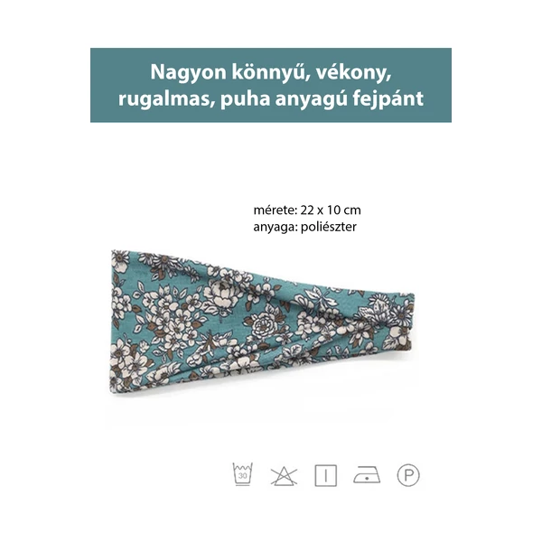 A & ONE Zöld Virágmintás Poliészter Hajpánt