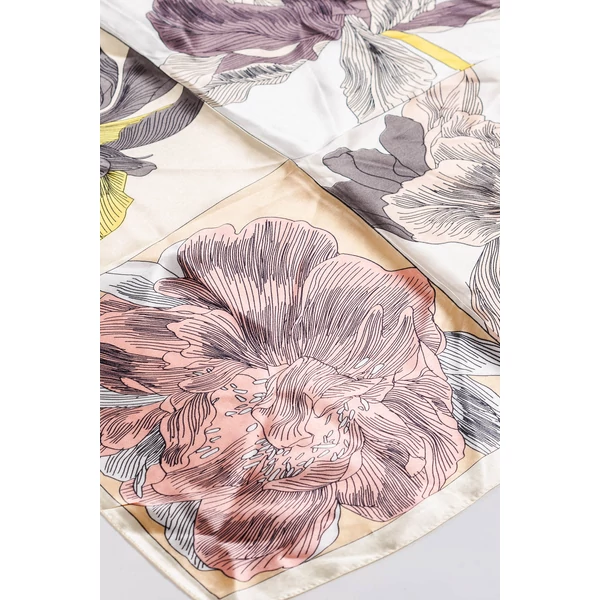 Virágmintás Selyem Hatású Textil Kendő