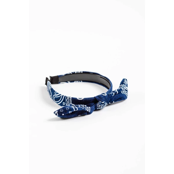 A & ONE Sötétkék Bandana Mintás Hajpánt Masnival