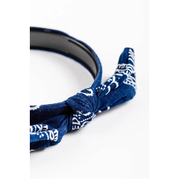 A & ONE Sötétkék Bandana Mintás Hajpánt Masnival