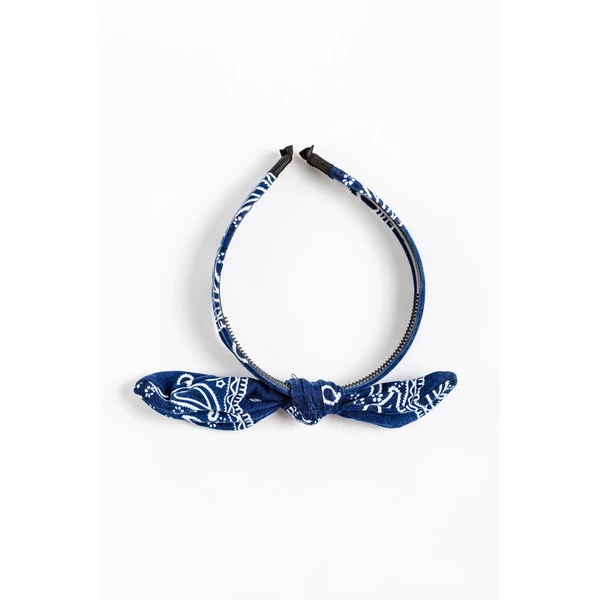 A & ONE Sötétkék Bandana Mintás Hajpánt Masnival